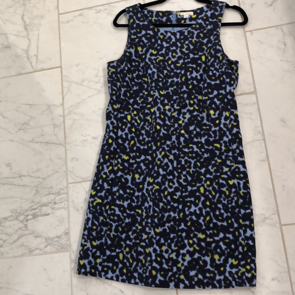 Gap Dress- blue & yellow leopard- Size Small